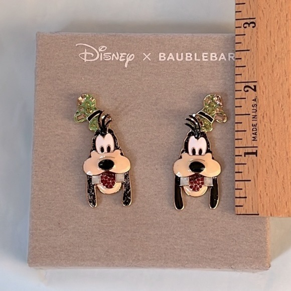 Brand New Disney BaubleBar Goofy Post Earrings Dog Sparkly Crystal Colorful - Picture 5 of 10